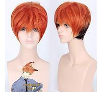 GHK Zootopia Nick Wilde Naranja Marrón Ombre Pelo sintético Peluca para hombre Anime Cosplay Pelucas para fiesta 30cm