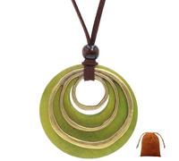 GHKJOK Collar vintage con colgante de rosa de madera con cadena larga, joyería bohemia para mujer, exquisito diseño floral tallado, collar de suéter para mujer con bolsa de regalo de terciopelo, 45cm