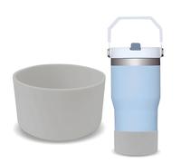 GHKLNY 2 fundas protectoras de silicona para Stanley Cup para botella de agua, cubierta inferior para Stanley Cup Quencher Adventure 40 onzas, 30 onzas, 20 onzas (gris claro, 2 unidades, diámetro