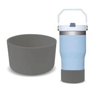 GHKLNY 2 fundas protectoras de silicona para Stanley Cup para botella de agua, cubierta inferior para Stanley Cup Quencher Adventure 40 onzas, 30 onzas, 20 onzas (gris oscuro, 2 piezas, diámetro