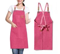 GHKLNY Delantales unisex con bolsillos grandes, lona de algodón con espalda cruzada, resistente, ajustable, talla de niños a adultos, Rosado, Adult