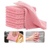 GHKLNY Trapos de limpieza, 10 x 10 pulgadas, paquete de 5 paños de terciopelo coral de alta calidad para lavar platos, absorbentes y de secado rápido para cocina (rosa)