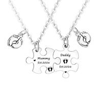 Ghloyza Collar de rompecabezas para papá y mamá Est 2026, regalos de embarazo para padres primerizos, regalo para el día de la madre, regalo del día del padre