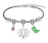 Ghloyza Pulsera de dinosaurio Just A Girl Who Loves Dinosaurs, regalos para mujeres, regalos de dinosaurios para amantes de los dinosaurios, regalo temático de dinosaurios para su amante de los