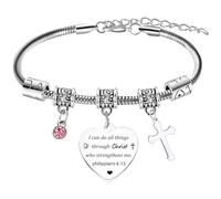 Ghloyza Regalos cristianos para mujer, pulsera inspiradora de cruz con versículo bíblico, regalo de bautizo, joyería religiosa para mamá, hermana, amigas
