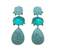 GHNQBAHID 17x22mm Green Jade Dangle Stud Earrings