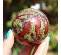 GHNQBAHID 1pc Dragon Blood Stone Sphere for Home Decor, Green Rock Quartz Crystal Ball Sculpture Figurine for Fengshui, Divination,Gifts,80~85mm Gemstone Stone