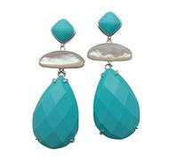 GHNQBAHID 20x30mm White Mother Of Pearl Long Drop Stud Earrings Gold Plated Jewelry For Women