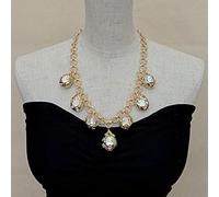GHNQBAHID 21" White Coin Freshwater Pearl Blue Gold Filled Chain Festoon Necklace