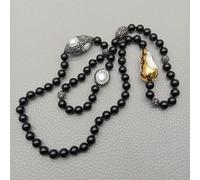 GHNQBAHID 29" 16x35mm Cultured White Pearl Black long necklace Women Jewelry Gift