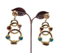 GHNQBAHID 35x53mm Big Bohemia Earrings Citrine Crystal Dangle Earrings Fashion Jewelry Gift