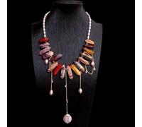 GHNQBAHID 9x36mm Stones Cultured Purple Pearl Necklace Woman Girl Designer Jewelry