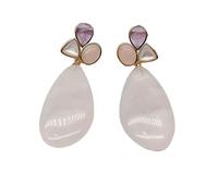 GHNQBAHID Amethyst teardrop Rose Quartz White Shell Dangle Stud Earrings romantic style for women