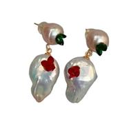 GHNQBAHID Classic style Freshwater Pearl Crystal Earrings Potato White Coin Pearl Crystal Cluster