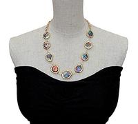 GHNQBAHID Cultured Black Coin Keshi Freshwater Pearl Gold Color Link Chain Wrap Choker Necklace 21"