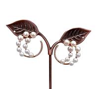 GHNQBAHID Cultured White freshwater Pearl Pave gold plated Stud Earrings For Women Vintage Jewelry