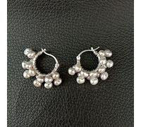 GHNQBAHID Gray freshwater Pearl 925 Silver HooP Earrings cute for women