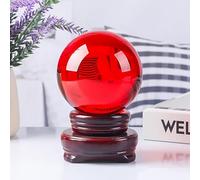 GHNQBAHID Multi Color Transparent Crystal Ball Ornaments Home Decorations Paperweight Feng Shui Base,Red,150mm Gemstone Stone