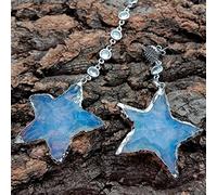 GHNQBAHID Silver plated chain White Quartz Rough Star Shape With With Electroplated Edge Pave Earrings