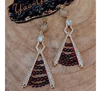 GHNQBAHID Vintage Earrings ewelry Bridal Wedding 3MM Round Red Garnet Yellow Gold Color Clear Cubic Zirconia Pave Stud Earrings