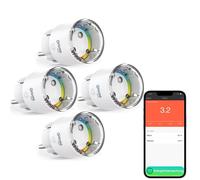 GHome Enchufe Inteligente, Enchufe Programable WIFI con Temporizador y Medidor de Consumo,Soporte para flasheo de Tasmota | control remoto por aplicación, compatible con Alexa, Google Home,4pack