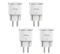 GHome Enchufe Inteligente, Mini Enchufe WIFI, Enchufe Alexa con Monitoreo de Energía, Solo WiFi 2.4G, Funciona con Alexa y Google Home, Certificado TÜV, 10A，4 Pack
