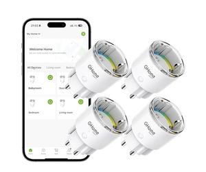 GHome Smart Enchufe Inteligente, Mini Enchufe WiFi con Monitoreo de Energía, Tomada Inteligente con Temporizador, Control Remoto, Funciona con Alexa y Google Home, Certificado TÜV, 10A, Solo WiFi 2.4G