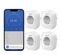 GHome Smart Enchufe Inteligente,Smart Plug Consumo de Energía,Compatible con Alexa Google Home,Alexa Enchufe App Remote Control,Enchufe Wi-Fi Voice Control Timer,3680W 16A Solo WiFi de 2,4 GHz 4Pack