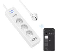 GHome Smart - Regleta Wi-Fi con 3 enchufes de CA y 3 Puertos USB, Interruptor controlado por Separado con múltiples enchufes, medición del Consumo de energía, Control por aplicación, Compatible con