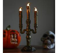 GHONLZIN Halloween Lámpara de Candelabro, LED Vela de Esqueleto Sin llama, Lámpara LED Electrónica de Terror, Pportavelas a Pilas para La Casa Embrujada, Decoración de Casa, Fiesta