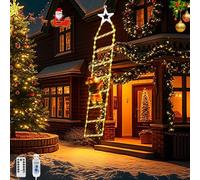 GHONLZIN Luces de Escalera Navideñas con Papá Noel, 2 M 124 LEDs Luces de Navidad Arbol, 8 Modo, Alimentación por USB con Control Remoto, para Decoración de Interiores, Exteriores, Jardines Ventanas