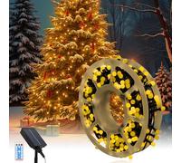 GHONLZIN Navidad Luces Solares Exterior, 13M 300LEDs Impermeables Guirnalda Luces con 8 Modos, portátil Luces de Hadas Esféricas para árbol de Navidad, Fiesta, Patio, Dentro Decoración Colgante