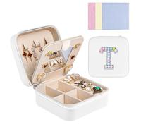 Ghope Pequeño joyero de terciopelo de felpa para mujer y niña, joyero de viaje con espejo, caja de joyas, mini organizadores de joyas, almacenamiento de joyas para anillos, pulseras, pendientes