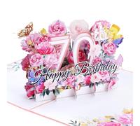 Ghope Tarjeta de 70º cumpleaños, 3D Pop Up Tarjeta de 70 Aniversario, Pop Up Cumpleaños Tarjetas de Felicitación Flor con Sobre para Mujeres Madres Esposa Hombres Amigos Romance Tarjeta de Regalo