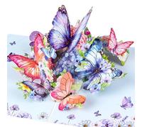 Ghope Tarjeta de cumpleaños 3D desplegable con diseño de mariposas y flores, tarjeta de felicitación de cumpleaños con sobre, tarjeta de mariposa para mujer, madre, amiga del pecho y novia, tarjeta de