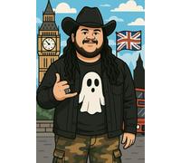 GHOST AND FOOD HUNTER KALANI USA American Social Media Legend Inspired notebook with all things British in the background