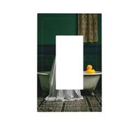Ghost - Bañera antigua con interruptor de luz de pato de goma amarilla, placa de pared, cubierta de placa frontal, 1 banda, decoración de receptáculo para el hogar, cocina, habitación, decoración de
