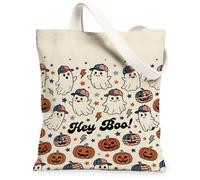 Ghost - Bolsa de lona con diseño de calabazas, diseño de calabazas y estrellas de Halloween, color blanco, 33 x 38 cm, Blanco, 13x15 Inch