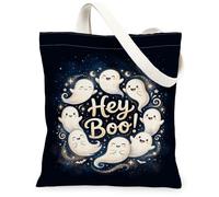 Ghost - Bolsa de lona para comestibles, diseño de luna y estrellas, color negro, 33 x 38 cm, Negro, 13x15 Inch