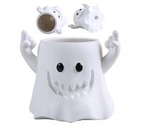 Ghost Bucket Planter, Gothic Resin Flower Vase & Candy Bowl, Spooky Makeup Brush Holder, Haunted House Decor Accent, Christmas Novelty Ornament for Desk, Porch, or Garden Display