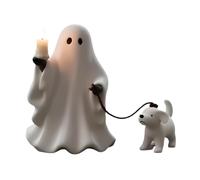 Ghost Candle Holder, Halloween Candlestick Decor, Heavy Duty Design Spooky Resin Statue with Candle Slot for Indoor Outdoor Fireplace Table Kitchen Bedroom Home Display, White