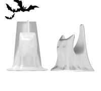 Ghost Candle Mold, Halloween Spooky Ghost Kitten Silicone, 2.32x3.15x3.58 Inches Reusable Craft Molds to Wax Plaster Clay Fondant, Home Decor Centerpieces for Table, Window, Shelf, Fireplace