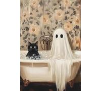 Ghost Cat Notebook - Cute & Spooky | 6 x 9 in, 100 Lined Pages with Themed Interior: A Cute and Spooky Lined Notebook with Ghost Cat Illustrations on Every Page