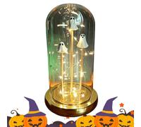 Ghost Cloche Lamp Mini Figurine - Warm Stable Reusable Halloween Ghost Dome