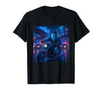 Ghost Cyberpunk Rider Motocicleta Motorista Synthwave Camiseta