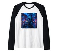 Ghost Cyberpunk Rider Motocicleta Motorista Synthwave Camiseta Manga Raglan