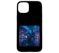 Ghost Cyberpunk Rider Motocicleta Motorista Synthwave Carcasa para iPhone 15 Plus
