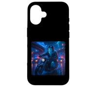 Ghost Cyberpunk Rider Motocicleta Motorista Synthwave Carcasa para iPhone 16