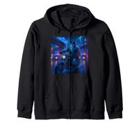 Ghost Cyberpunk Rider Motocicleta Motorista Synthwave Sudadera con Capucha
