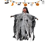 Ghost Decor - Skull Ghost Chained Ornament Spooky Decor | Halloween Ornaments for Haunted House | Indoor Outdoor Party Supplies for Yard, Porch, Tree, Bedroom, Garden